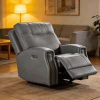 Fauteuil inclinable en cuir traditionnel ergonomique et réglable, style minimaliste, pour salon, petit espace, avec clous décoratifs