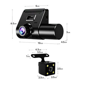 กล้องบันทึกวิดีโอติดรถยนต์สามเลนส์1080P กล้อง DVR สำหรับรถยนต์ด้านหน้าและด้านหลัง3ทางพร้อมแสง IR ด้านใน2.4นิ้วกล่องสีดำสำหรับรถยนต์ - Product Image 4