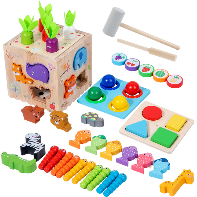 Factory New Wholesale Toddler Kids Toys Sensory Intelligent Hammer Fishing Sorting Match Treasure Made Plastic Preschoolers Aged