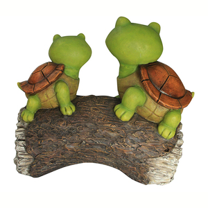 <span class=keywords><strong>Figuras</strong></span> de Resina <span class=keywords><strong>para</strong></span> Jardín con 2 Tortugas Sonrientes en una Madera - Product Image 2