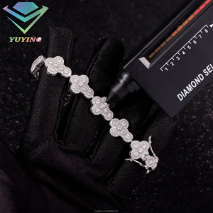 Hiphop Hot Selling 925 Silver 18K gold plated VVS Moissanite GRA certificate Diamond <b>iced</b> <b>out</b> cross Cuban <b>Chain</b> Bracelet Luxury - Product Image 5