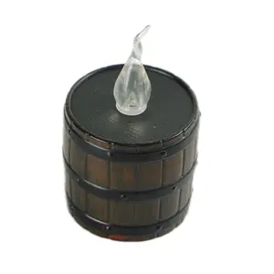 MA10K62F 6Pcs Small Electronic LED Soft Tip Tea Light Wine Barrel Candles Resin Flame Shaped Candle Head Wooden Barrel Gift Lamp