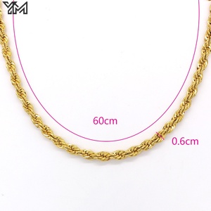 YM 도매 2mm~6mm 청키 골드 로프 체인 18K 금도금 스테이트먼트 힙합 케이블 목걸이 (남녀공용) - Product Image 6