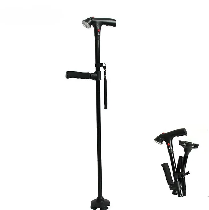 Hot sale aluminum light with lamp alarm hiking durable walking stick cane for old