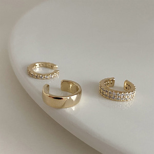 Geometric <b>Clip</b>-on Earrings Gold Silver U-shaped Bezel Set Zircon Everyday Wear - Product Image 4