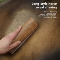 Grattoir à crin de cheval professionnel de luxe, portable, 20 cm, en bois massif et métal, deux-en-un, avec logo personnalisé, pour toilettage équin de qualité