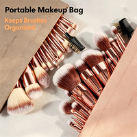 Beauty Planet OEM ODM Logo Ensemble de 15 pinceaux de maquillage, pinceaux pour poudre libre, fard à paupières, blush, ensemble de pinceaux de maquillage rose de luxe avec sac