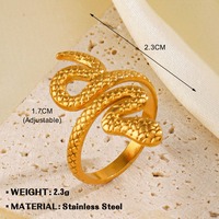 Anillos de Serpiente de Acero Inoxidable Chapados en Oro Estilo Punk, Góticos, Vintage, con Forma de Animal, Ajustables, Apilables, Joyería