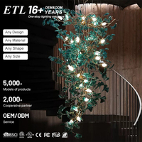 Lustre LED en fer et acrylique, motif Ginkgo vert, pour hall d'entrée, salon, restaurant, villa de luxe, escalier d'hôtel, duplex, L80cm