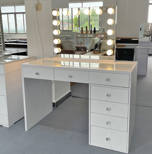 Wss Vanity Desk with Mirror and Lights <strong>Dressing</strong> <strong>Table</strong> with Large Drawers 3 Lighting Modes Adjustable Brightness for Bedroom - Product Image 1