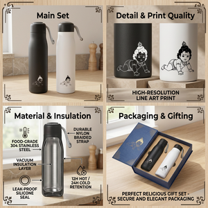 Bouteille d'eau en métal personnalisée avec impression numérique modèle Liviya 499, bébé Krishna - Utilisation promotionnelle au bureau pour la Saint-Valentin - Product Image 2