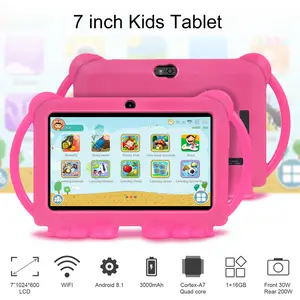 Nouvelle tablette PC Android pour enfants de 7 pouces, 1 + 8 go, wi-fi, BT, double caméra, jeux éducatifs, contrôle parent, application avec étui en Silicone