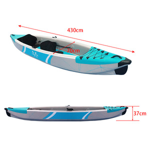เรือคายัคเป่าลมคู่ ขนาด 430 ซม. ผลิตจาก PVC ทนทาน เหมาะสำหรับตกปลาในทะเลสาบ แม่น้ำ และกิจกรรมสันทนาการ สำหรับ 2 คนพาย - Product Image 1