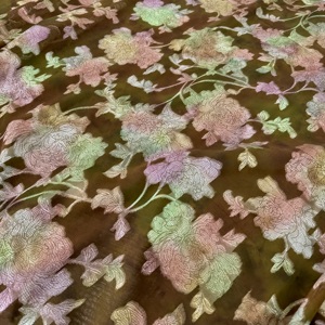 Tela de Terciopelo Devoré Retro <span class=keywords><strong>Multicolor</strong></span> con Estampado de Peonías - Base Marrón para Qipao y Cheongsam - Product Image 6
