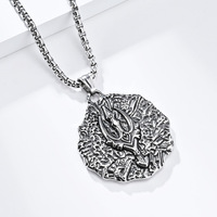Collier pendentif trident poséidon en acier inoxydable bijoux nordiques vintage