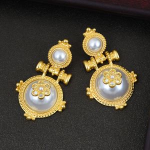 Vente chaude <span class=keywords><strong>Victoria</strong></span> Vintage Baroque Perle Tassel Blanc Perle D'or Tassel Boucle D'oreille pour les Femmes - Product Image 4