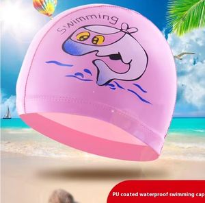 Personnalisé imprimé imperméable à l'eau protéger les oreilles cheveux longs garçon fille PU enfants sport chapeau <span class=keywords><strong>de</strong></span> bain drôle <span class=keywords><strong>bonnet</strong></span> <span class=keywords><strong>de</strong></span> bain pour les enfants - Product Image 4