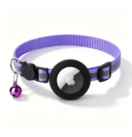 Collier GPS personnalisé en nylon pour animaux de compagnie, compatible AirTag, avec clochette, anti-perte, support de localisateur pour chats et chiens