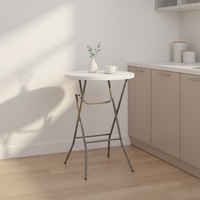 Table de bar ronde pliante moderne en plastique HDPE imperméable avec support en acier pour hôtel, école, villa, restauration, location, pique-nique