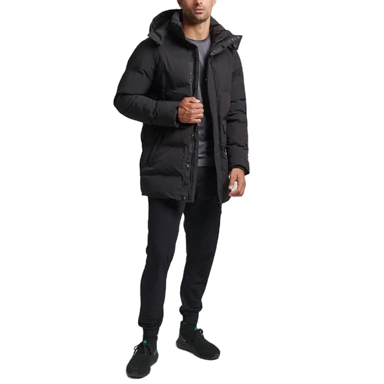 Winter Black Down Coat Hoodie Puffer Men Clothing Jacket Long Bubble Down Coats Men's Jacket