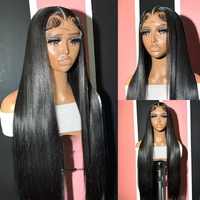 Perruque 360 Full Lace en Cheveux Humains, Perruques Brésiliennes en Cheveux Humains Vierges, Perruques Lace Front Pas Chères, Perruques Frontales HD Transparentes pour Femmes Noires