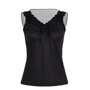 Top de punto transpirable estilo Y2K con volantes, cuello en V, camiseta sin mangas para mujer, lindo chaleco con lazo estilo Kawaii - Product Image 6