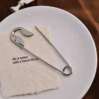 Épingle à Cheveux Métallique Minimaliste Créative Argent Brillant, Grande Taille pour Cheveux Épais