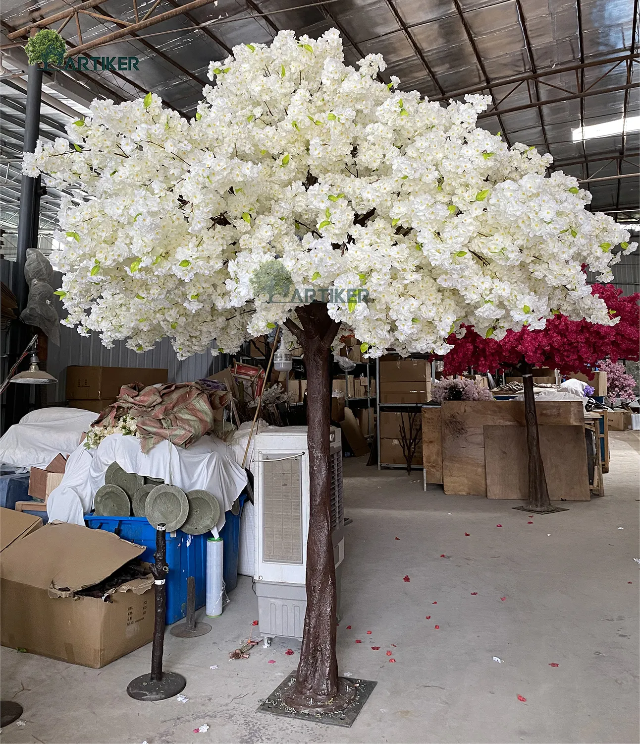 सफेद शरद ऋतु gigante बड़ा यूवी बेल फूल बर्तन के साथ इंदौर घर शादी की परिदृश्य सजावट कृत्रिम चेरी खिलना पेड़ 7ft