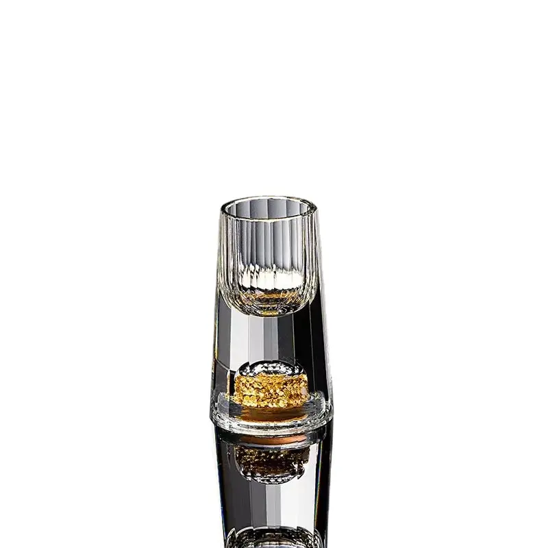 Copa de licor de cristal de aluminio de alta calidad, Copa pequeña ondulada acanalada de oro de 10ml y 24k, recuerdo de Dubái