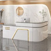 Comptoir de réception LED à bon prix, bureau de réception, salon de beauté pour hôtel, spa, décoration intérieure avec armoire, mobilier de bureau