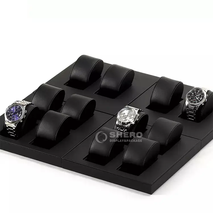Shero Wholesale High Quality Display Watch For Men Luxury Watch Display Stand Tray Leather jewelery' display