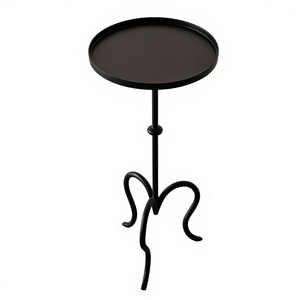 Elegant Design <strong>Black</strong> Metal Side <strong>Table</strong> Round <strong>Table</strong> Top <strong>Sofa</strong> <strong>Table</strong> for Living Room - Product Image 3