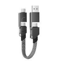 Câble USB magnétique multi-chargeur rapide 4 en 1 60W, mini-câble porte-clés pour téléphone portable