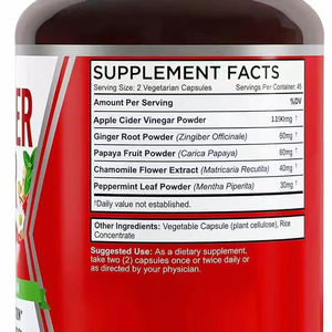 Cápsulas Adelgazantes para Adultos OEM ODM 1200mg con Vinagre de Sidra de Manzana, Raíz de Jengibre y Extracto de Hoja de Menta, 100% Natural - Product Image 6