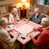 Tapis de table de mahjong rose de Noël en boue de diatomée absorbante, portable, imperméable, antidérapant, pour 4 joueurs, idéal pour les réunions de famille