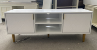 Meuble TV Blanc Classique Moderne de Luxe Léger en Verre et Pin Recyclé, Armoire Murale Réglable, Table Basse Combinée pour Hôtel (Vente en Gros)