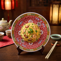 Assiette de service ronde bleue et blanche à motif floral, assiette à dîner chinoise