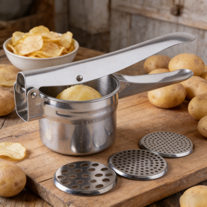 Écrase-pommes manuel en acier inoxydable 304 430 pour la cuisine domestique, adapté aux aliments pour bébés, aux fruits et légumes, avec <span class=keywords><strong>3</strong></span> disques interchangeables - Product Image 1