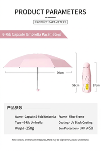 Parasol de poche manuel Prise-y Worth It, double auvent, pliable en 5 sections, protection UV, en nylon 190T, idéal pour les jours ensoleillés et pluvieux - Product Image 3