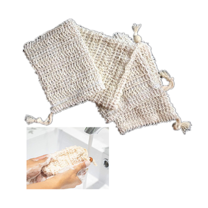 Natural Drawstring Exfoliating Organic Mesh Sisal Pouch Shower Saver Soap Mesh Net Bag