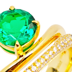 UM jewelry925silver <b>emerald</b> Zircon <b>ring</b> 18Kgold-plated suitable for both <b>men</b> and women daily wear wedding anniversary gift party - Product Image 5