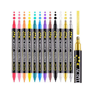 Marqueurs acryliques à double pointe, stylos à points, personnalisables, pour enfants, peinture DIY, graffiti, fournitures artistiques pour pierre, métal, céramique - Product Image 1