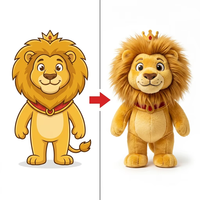 Figurine en peluche personnalisée Lion royal, création sur mesure à partir d'un croquis personnel, taille et visage sur mesure, personnalisation unique