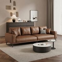 Italienisches Hochwertiges Luxus-Designer Wohnzimmer-Möbelset, Modernes Echtleder-Sofa-Set