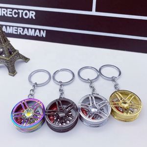 Wheel Rims Keychain Car Wheel Hub Keyring Zinc Alloy Key Chain Wheel Rim With Brake <b>Discs</b> Car Key Pendant - Product Image 2