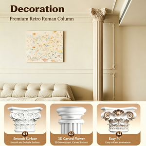 Capitello Quadrato in Stile Romano Francese in PU, Modanatura Decorativa per Parete TV e Decorazione Domestica - Product Image 3