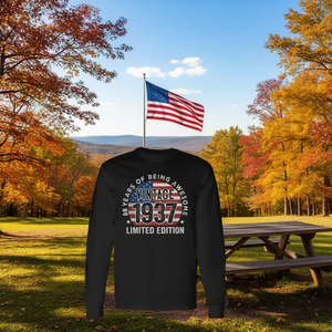 Camiseta vintage de manga larga con bandera de Estados Unidos de 1937, 88 años, edición limitada - Product Image 3