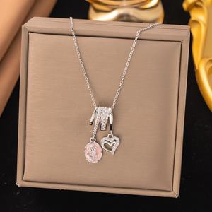 Custom French Style Light Luxury Enamel Drip Glazed Color Diamond Tassel Micro Inlaid Necklace, Fashionable, <b>Sweet</b> and High-end - Product Image 5