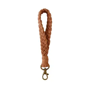 Chaveiro feito à mão com pulseira luxuosa de tricô boêmio com borla tecido macrame acessórios personalizados para chaveiro com borla macrame artesanato