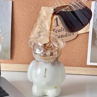 Taza de Vidrio con Forma de Oso Adorable de 320 ml, Taza de Vidrio Creativa con Diseño de Oso de Dibujos Animados para Café, Leche, Jugo, Bebidas Heladas, Hogar, Fiestas